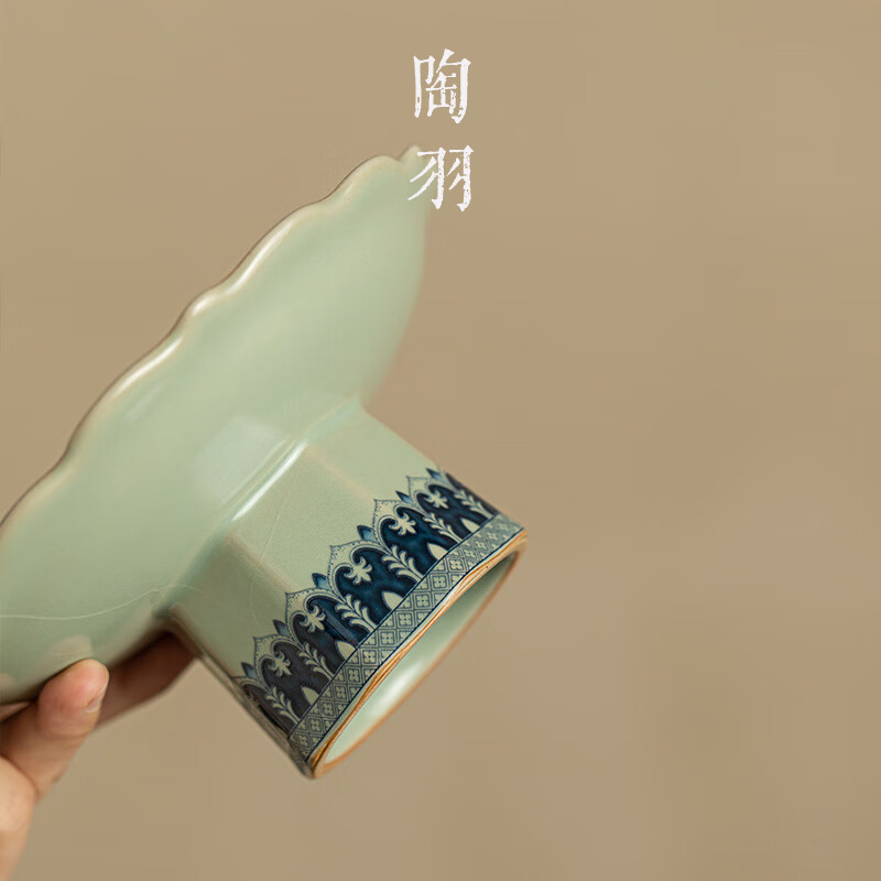 Tao Yu Ru Kiln Flower Tea Dessert Plate Fruit Plate Tall Plate Dessert Fruit Chinese Style Tall Plate for Buddha Pastries Ceramic Small Plate Imitation Song Ru Kiln Flower 143 Fruit Plate