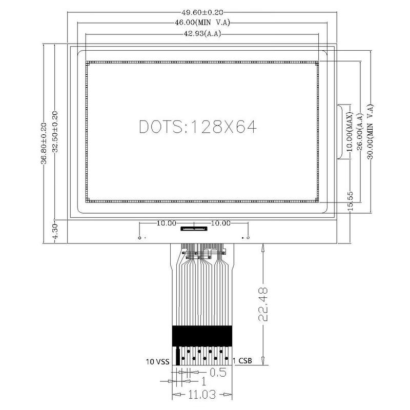 LX12864L1 blue background white dot matrix LCD display COG LCD screen handheld LCD screen