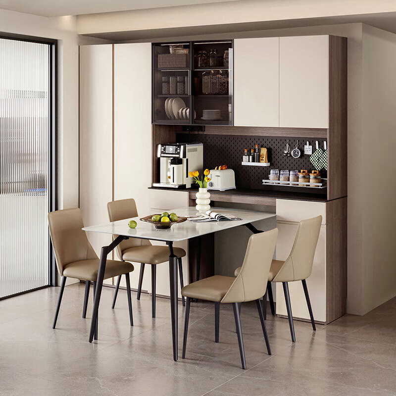 Lin's Home Italian Simple Sideboard Storage Cabinet Living Room Wall Tea Cabinet Wine Cabinet Lin's Wood Industry TV1T Functional Sideboard High Cabinet + Dining Table + Dining Chair