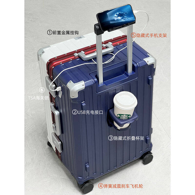 OULUNCHI high-end brand luggage for men and women large capacity new oversized suitcase 32 business overseas trolley suitcase men's black 28 inches