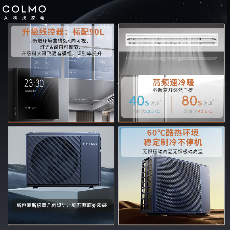COLMO household central air conditioning duct machine one-to-one AVANT Ruimax 3 hp/1.5 hp/small 4 hp Frequency conversion new level energy efficiency living room embedded energy-saving air conditioner subsidy small 4 hp first level energy efficiency 88 duct machine suitable for 38-54 square meters Ruiji