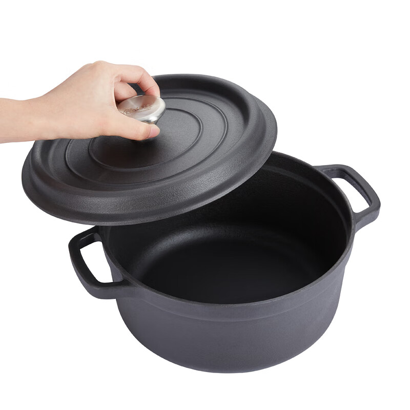 Telssida thickened enamel pot cast iron soup pot household stew pot double-eared enamel soup pot stew pot matte black 24cm
