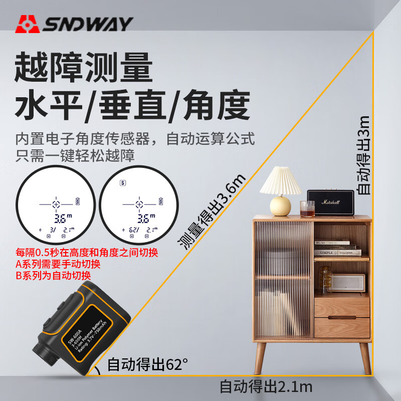 Shendawei rangefinder telescope laser rangefinder high precision electronic ruler rangefinder SW600A (range 600m)