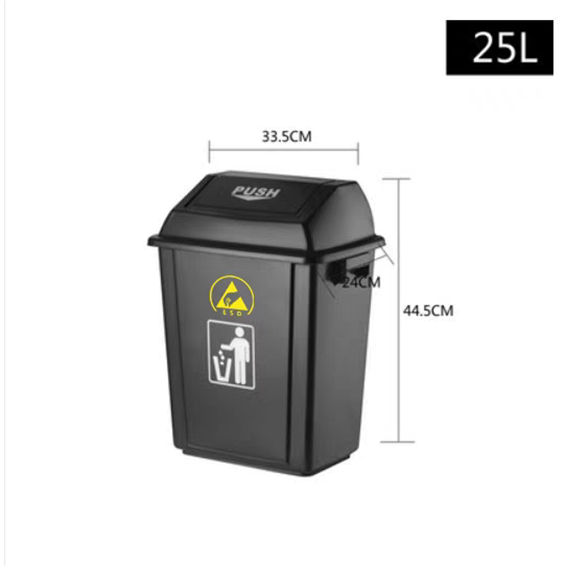 Thickened ESD anti-static trash can black with lid plastic bucket square trash can anti-static storage bucket tax included 25L black with lid (damaged package returned) 1-3