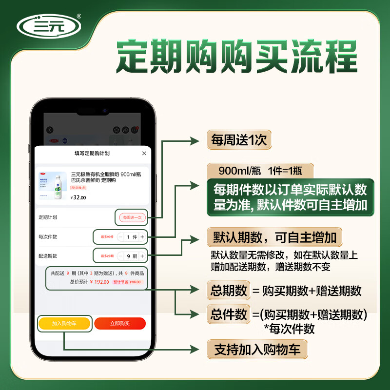 Sanyuan Ultimate Organic Fresh Milk Pasteurized Regular Purchase 900ml/Bottle 3.8g Protein Recommended by Ding Yuxi