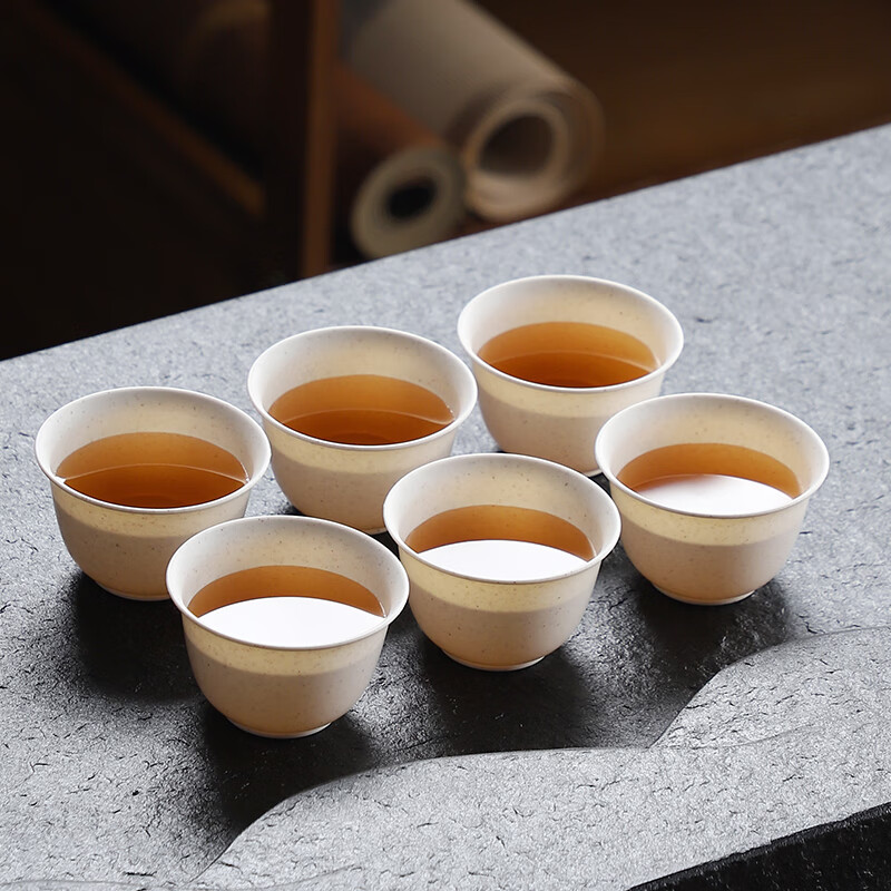 Ci small bowl disposable rice husk cup kung fu tea cup with storage cup holder 60ml high-end heat-resistant tea tasting tea reception cup rice fragrant cup 2 pack (100 pieces) with storage cup holder