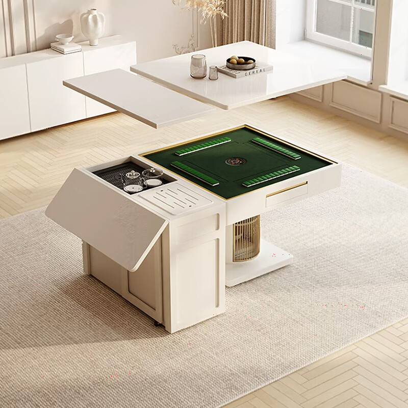Yueting slate folding retractable dining table mahjong table machine tea table all-in-one dual-use household small apartment 2025 new folding mahjong table (storage model)