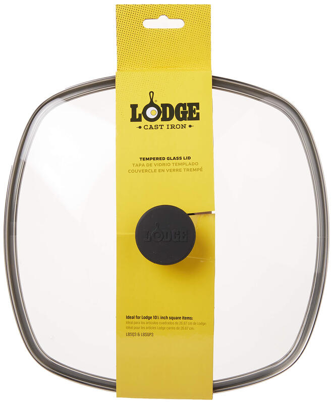 LODGE 26cm square tempered glass pot lid, special for kitchen cooking, heat-resistant and explosion-proof