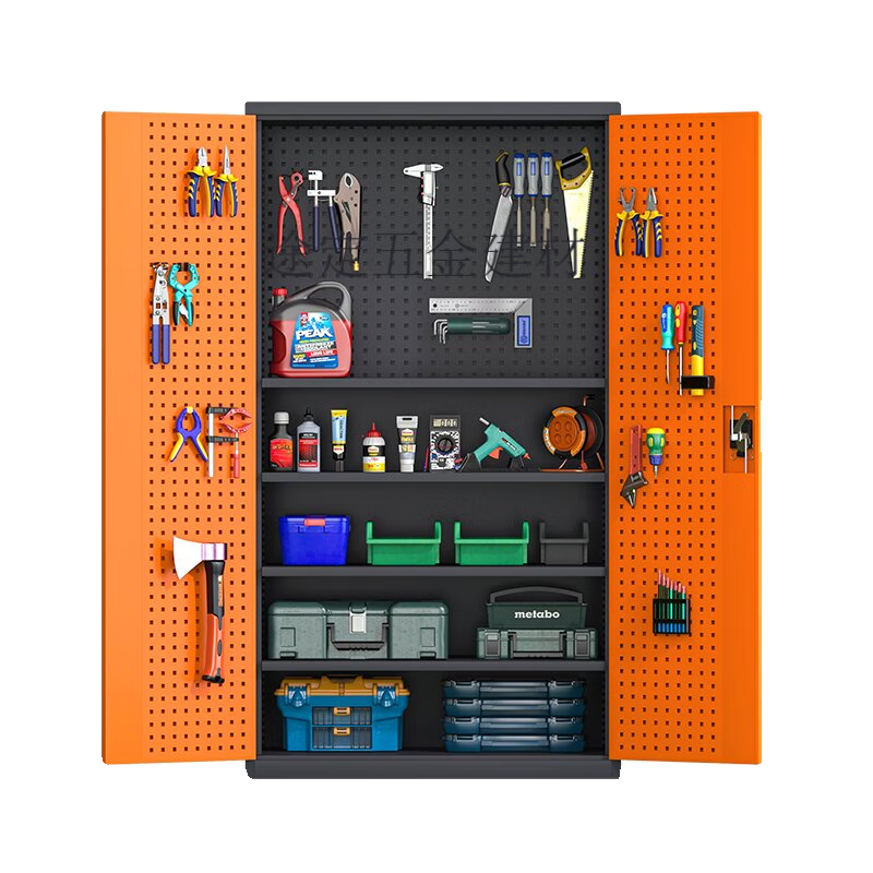 Pupan thickened industrial heavy-duty tool cabinet workshop hardware factory double-door storage tool box auto repair tool cart thickened gray five-layer no hanging board