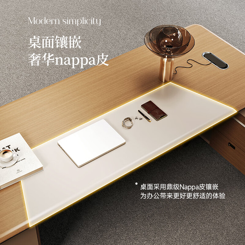 Wolin E0 desk light luxury boss desk modern boss desk president desk boss desk office desk and chair combination 2.4 meters president desk-long side cabinet