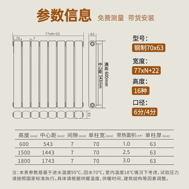 St. Lawrence steel large water radiator household water heating wall-mounted radiator customized whole house heating living room bedroom heating minimum order three columns, steel 7063 high 600mm*1 column