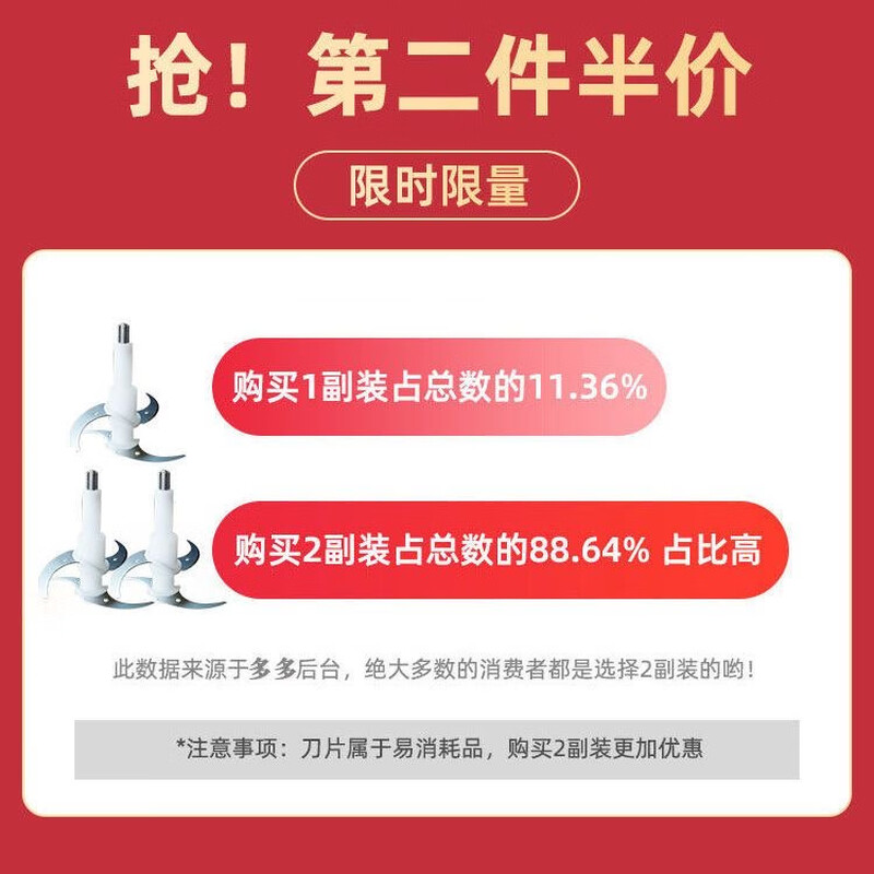 Chigo meat grinder J205/J210/J208/L74A/L805 blade accessories upgraded thickened blade holder Chigo knife holder 1 set (height 10.5 cm)