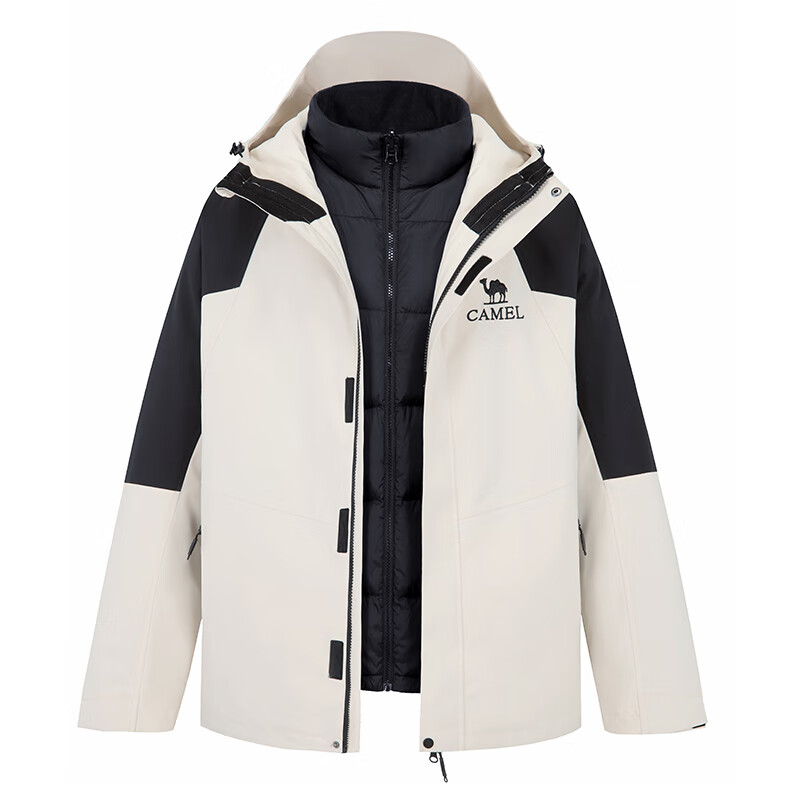 Camel (CAMEL) Men's Down Jacket Liner Men's Winter Thickened Warmth Outdoor Waterproof Three-in-One Jacket Men's M34CR11657