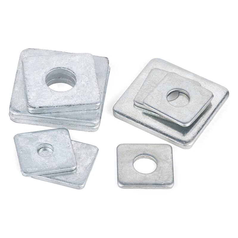 JINGGONG enlarged cold-dip galvanized square gasket thickened perforated iron plate square gasket galvanized iron gasket 20*50*5 (about 25 pieces for five pounds) cold-plated