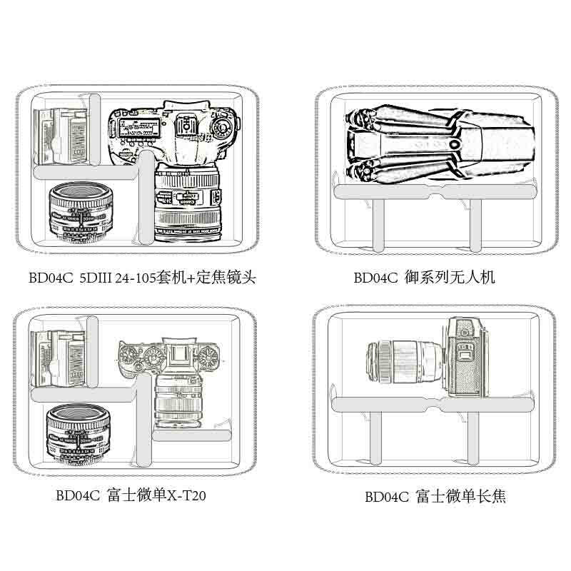 Saiteng BD04C (small) SLR camera bag, camera liner bag, pressure-resistant and convenient double-opening structure, hard camera liner bag