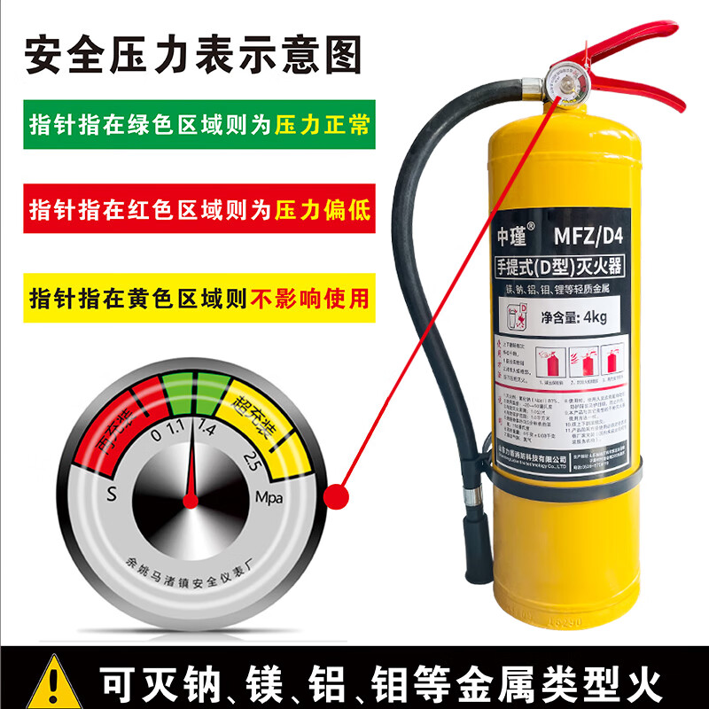 Class D metal fire extinguisher 4kg portable new energy electric vehicle vehicle-mounted D-type trolley type for lithium batteries 4kg Class D metal fire extinguisher for lithium battery electric vehicles
