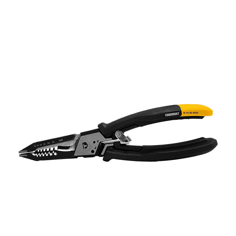 TOUGHBUILT 8-inch multi-function wire stripping pliers for optical fiber installation, electrical cable wiring and needle-nose pliers TB-H3-60-M200 8-inch multi-function wire stripping pliers/TB-H3-60-M200