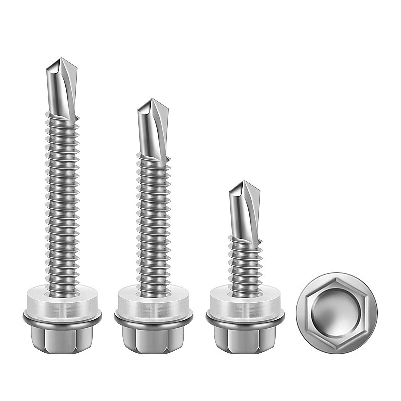 Renjuyi customized stainless steel external hexagonal drill tail dovetail wire color steel tile nails extra long extra hard self-tapping self-drilling screw M5 silver 4813 (13500 pieces