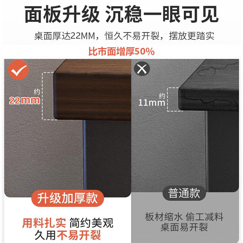 Tangneng Youpin Computer Desk Desktop Home Desk Learning Writing Desk Office Training Desk E-Sports Game Table Simple Long Desk Dreamy Walnut Color 120*60 Thickened Panel