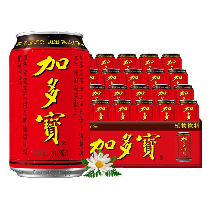 Jiaduobao herbal tea drinks are afraid of getting burned. Red canned herbal tea 310ml*24 cans. Full box of plant drinks tea drinks. Jiaduobao 310ml*6 cans.