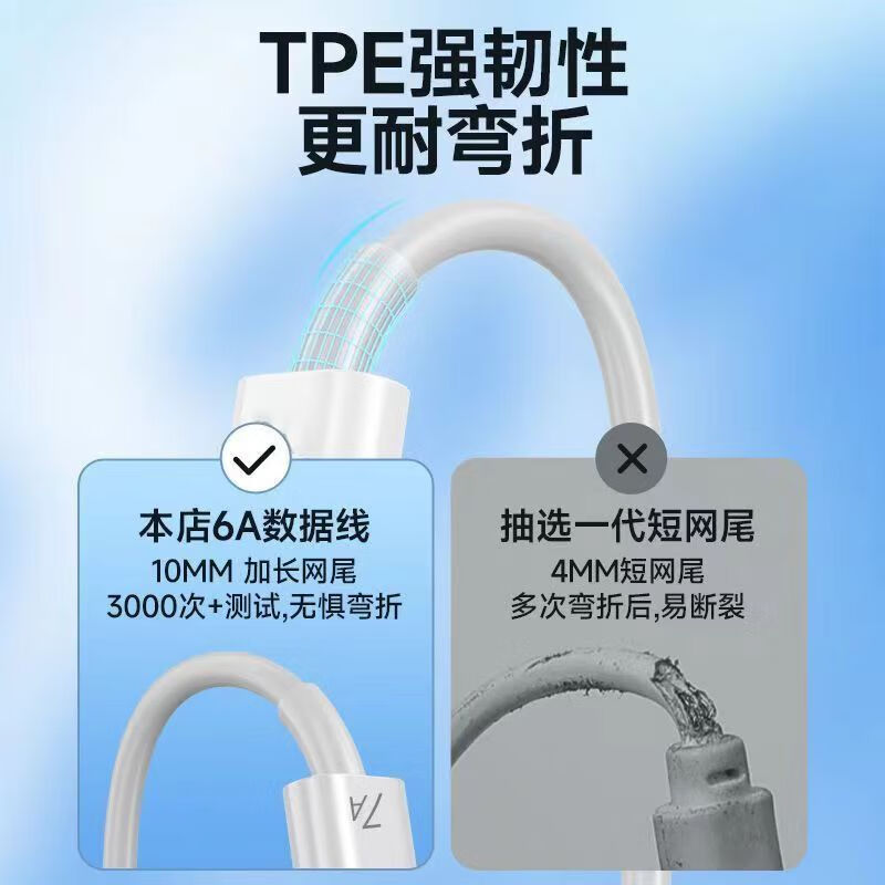 Mobile phone data cable suitable for Huawei tpyec7A fast charging p70p30p40mate Honor nova7pro Xiaomi vivo mobile phone tapyc charging cable Android typc 1 meter 1 piece 7A fast charging 120W-TYPEC port