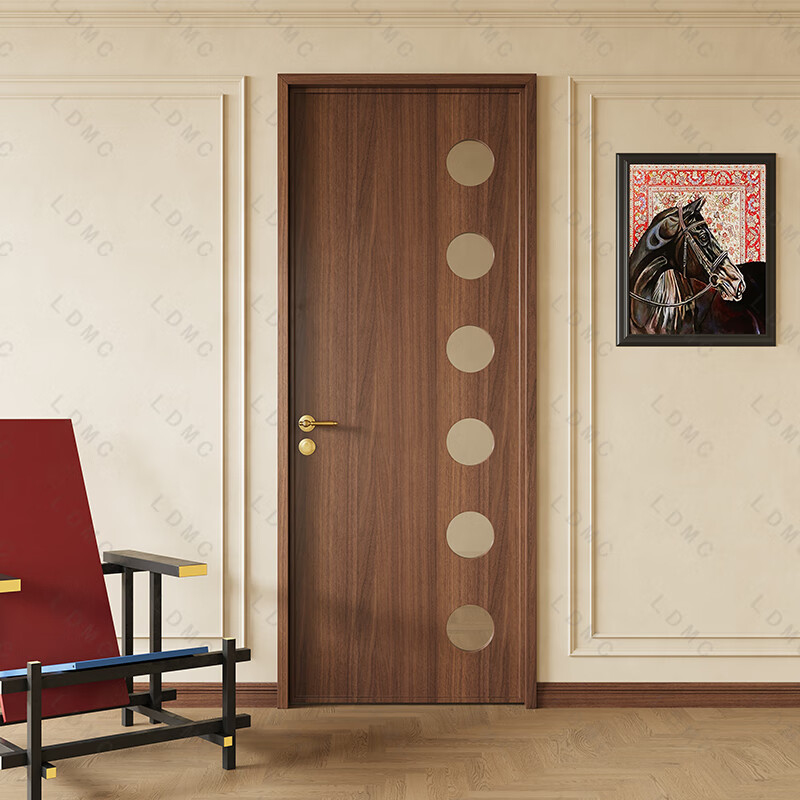 French retro Internet celebrity white hole door aluminum alloy bathroom toilet door kitchen bedroom door glass flat door skin white/single package (installation included)