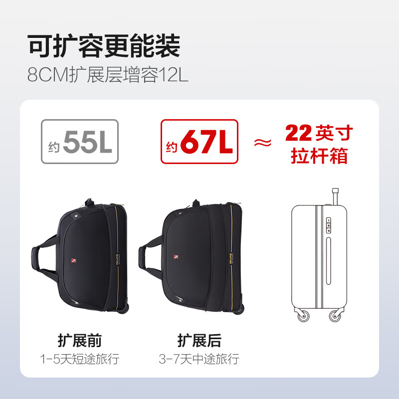 Hermes Trolley Travel Bag Large Capacity Trolley Bag Portable Travel Bag Folding Travel Bag Water-Repellent Luggage Bag Black
