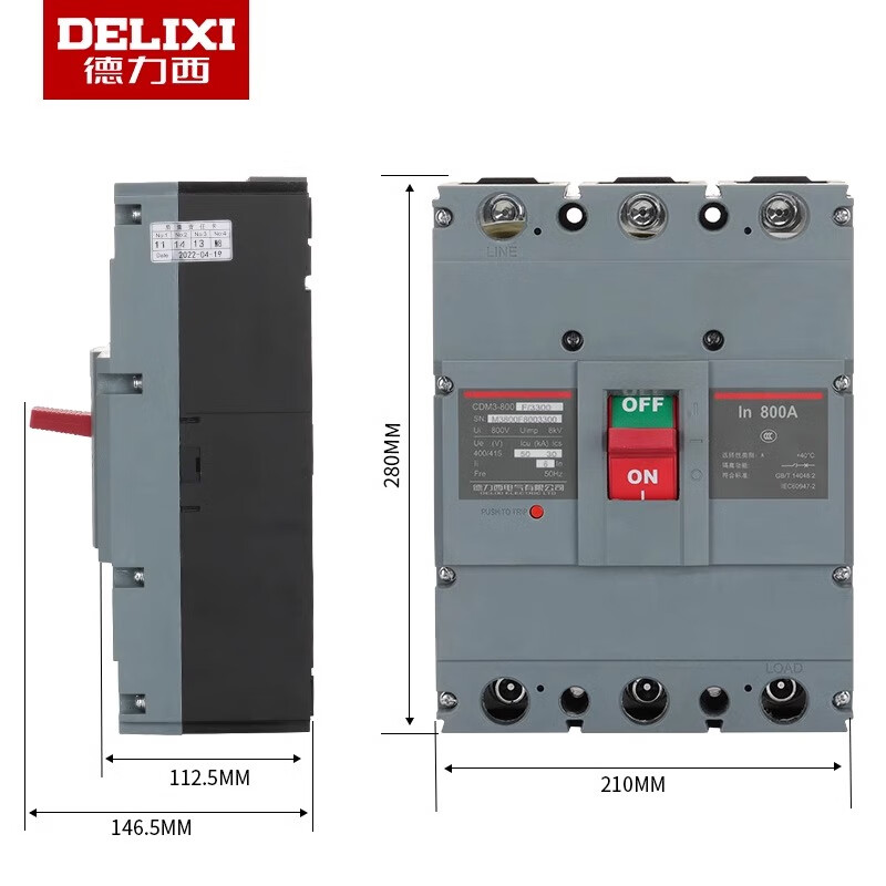 Delixi CDM3-800F plastic case circuit breaker 3300 air switch 800A630A700A3P main gate air switch CDM3-800F/3300 800A
