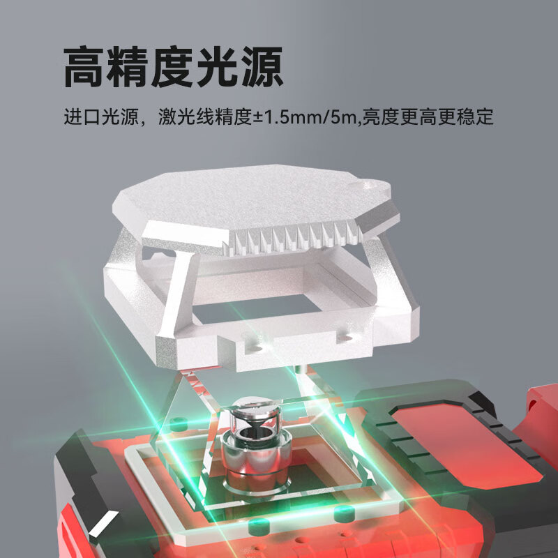 RUBI 12-line level meter green light high-precision laser strong light thin line wall-mounted floor meter automatic line puncher 12-line floor level meter