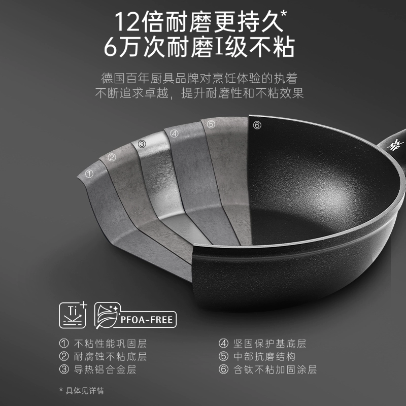 WMF Futenbao non-stick pan frying pan titanium wok cast aluminum induction cooker Silver Pro frying pan 28cm
