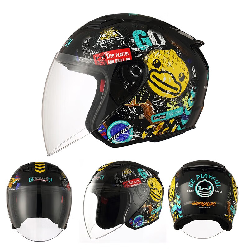 Tanked Racing T536 Motorcycle Helmet 3C Large Half Helmet All Seasons Sun Protection Electric Vehicle Helmet Black Metropolis M