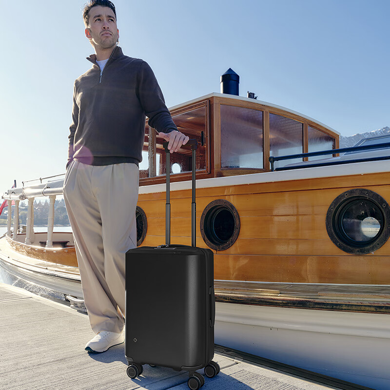 Samsonite trolley suitcase, large capacity, lightweight and durable, suitcase can be boarded on board QX0 black 28 inches