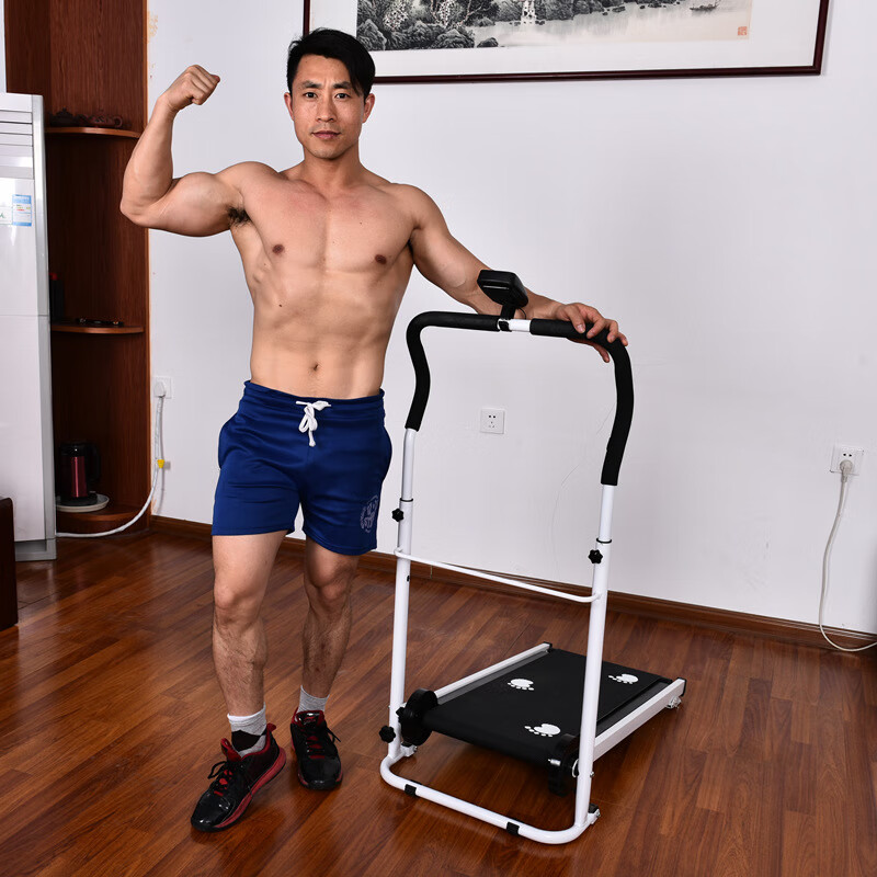 Sudu Treadmill Home Model Small Indoor Foldable Home Mechanical Walking Machine Mini Exercise Fitness Equipment Double Wheel Blue Footless Model