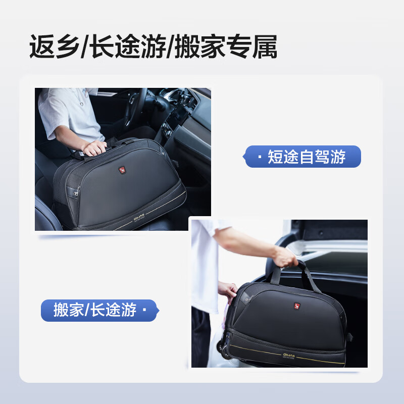 Hermes Trolley Travel Bag Large Capacity Trolley Bag Portable Travel Bag Folding Travel Bag Water-Repellent Luggage Bag Black