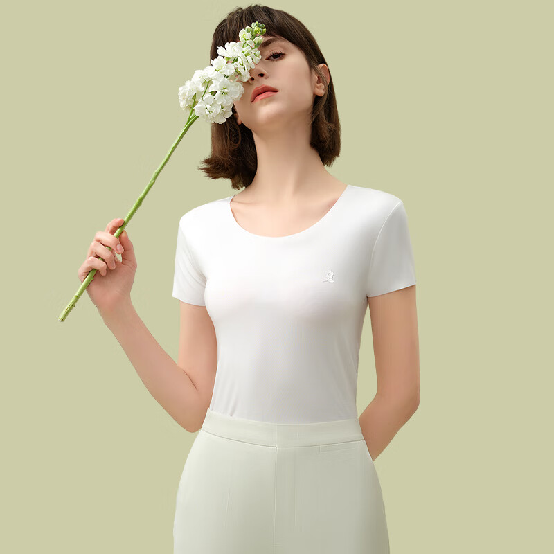 Montagut Seamless Modal Short Sleeve Women's Thin Underwear Basic Basement Shirt Cool Ice Silk Half Sleeve Top Summer Hugo Brown L Suitable for 100-120 catties