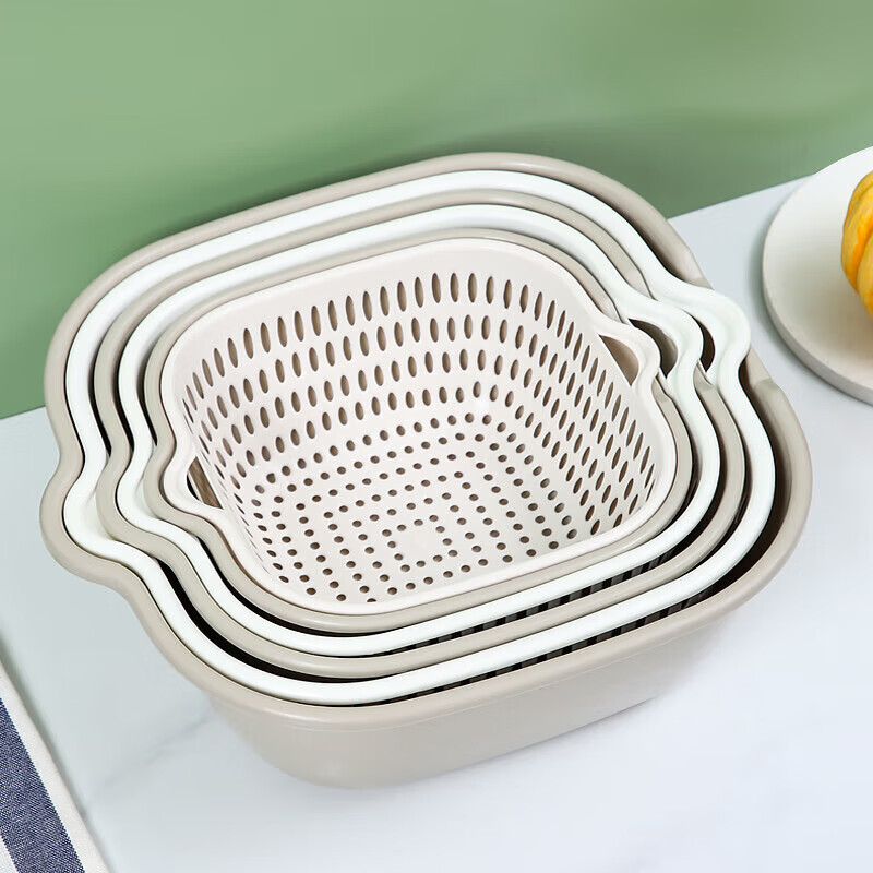 Beijing vegetable washing basket drain basket washing fruit basin kitchen vegetable basin fruit plate water filter basket double layer rice washing basket