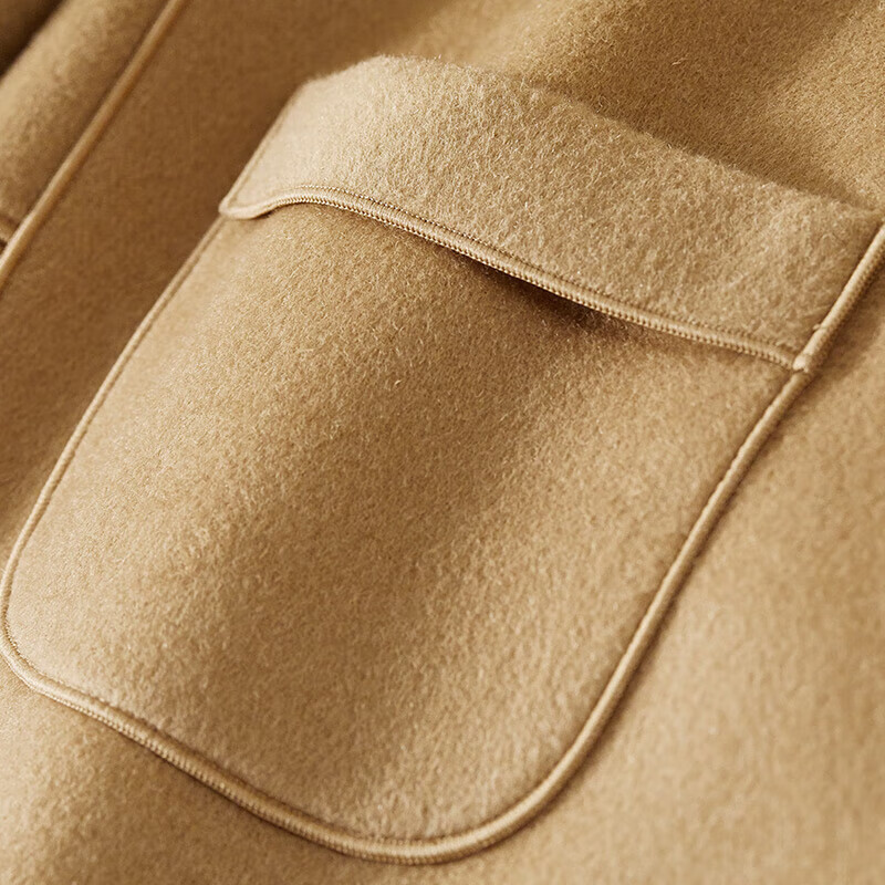 Shandubila short 100% wool coat for women petite autumn and winter casual double-sided woolen coat camel S