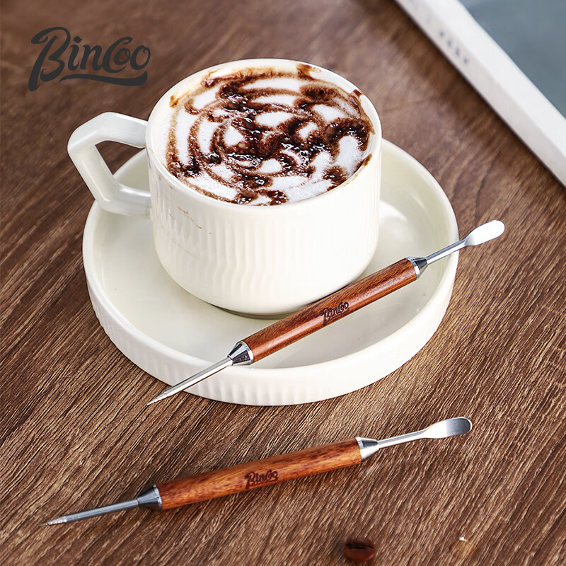 Bincoo coffee latte needle rosewood handle carved needle carved stick fancy coffee utensils espresso coffee accessories
