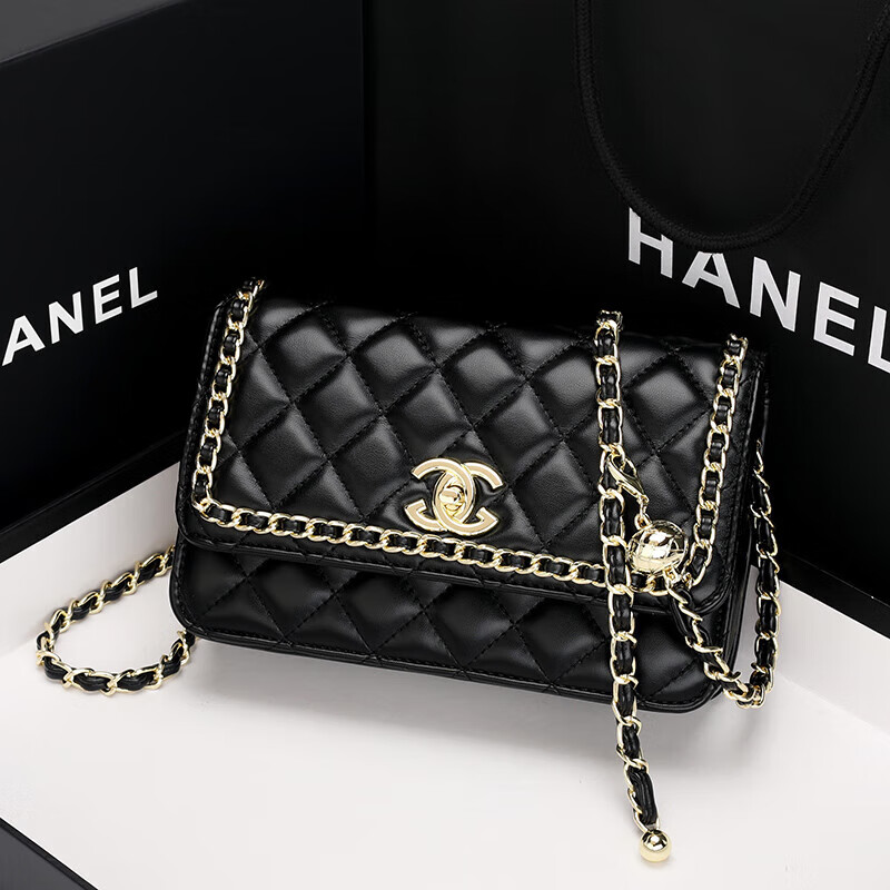 Chanel Little Chanel bag for women 2024 new style trendy genuine leather flap bag shoulder crossbody small gold ball gold beads 01 white