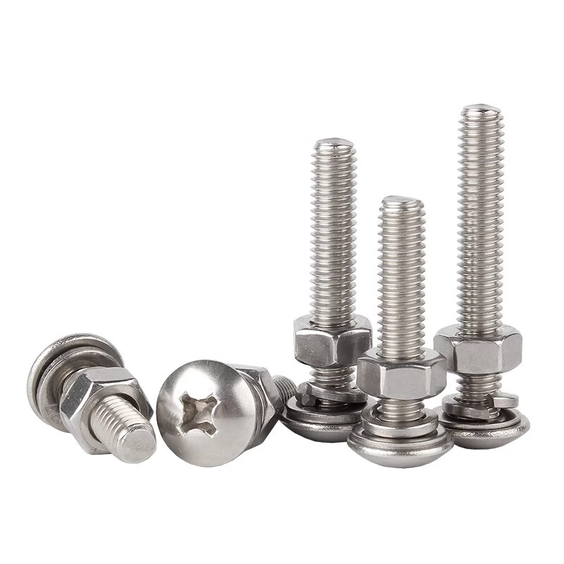 Creaby304 stainless steel cross large flat head screw large umbrella head bolt screw nut combination set M4*45 (10 sets)