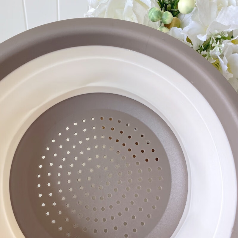 Vinoa single multifunctional folding drain basket 2-piece set portable fruit basin plastic vegetable basket kitchen sink round 2-piece set