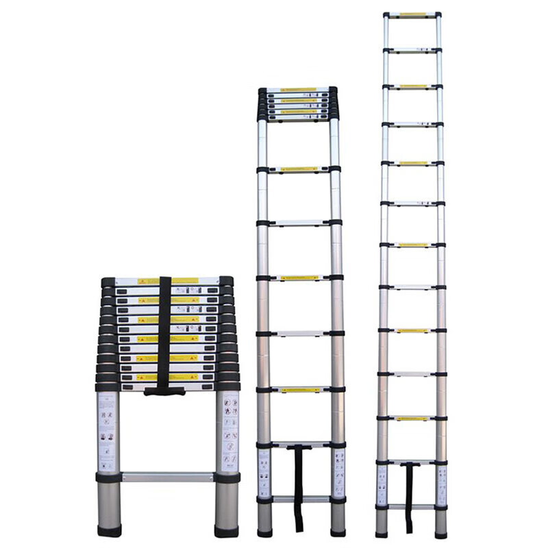 Bingyu Aluminum telescopic ladder Bamboo ladder thickened engineering ladder straight ladder straight ladder lifting staircase 16-step single-sided ladder 6.2 meters step distance 40cm BYS-376