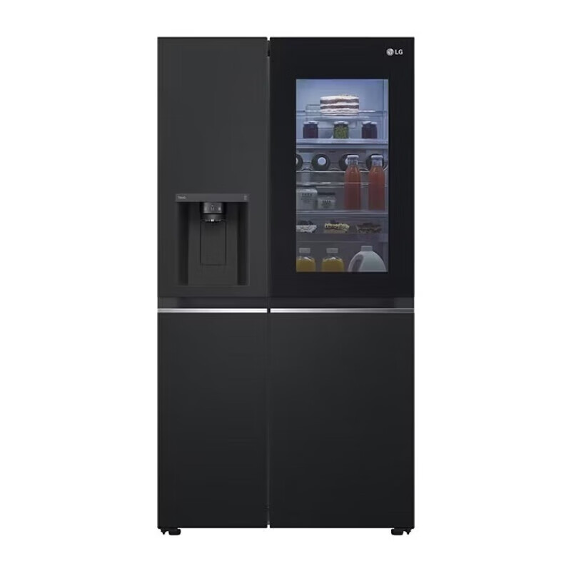 LG635L side-by-side refrigerator automatic ice maker with see-through window, air-cooled, frost-free, energy-saving, frequency conversion, household large capacity 87D see-through window ice maker, black S653MEP87D