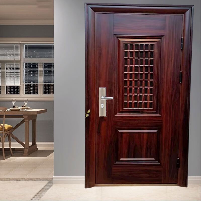 Qinkai door middle door anti-theft door outdoor ventilation door entry door breathable anti-theft door outer left red installation not included 1970*860 free expansion screws when placing an order