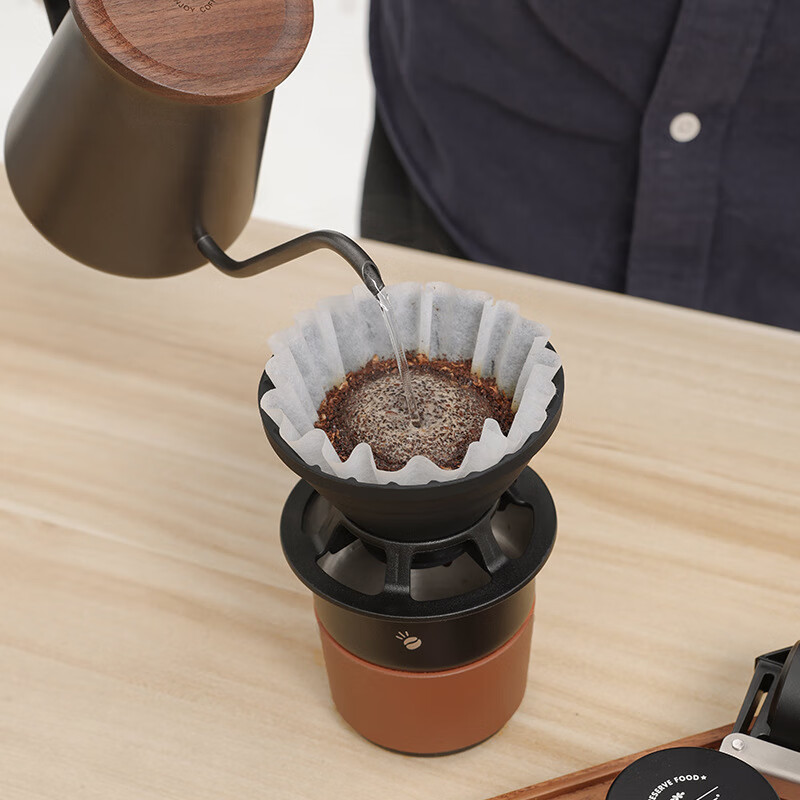 GOK hand brewed coffee filter cup outdoor camping silicone folding filter cup portable coffee filter cup V60 coffee filter black-folding filter cup
