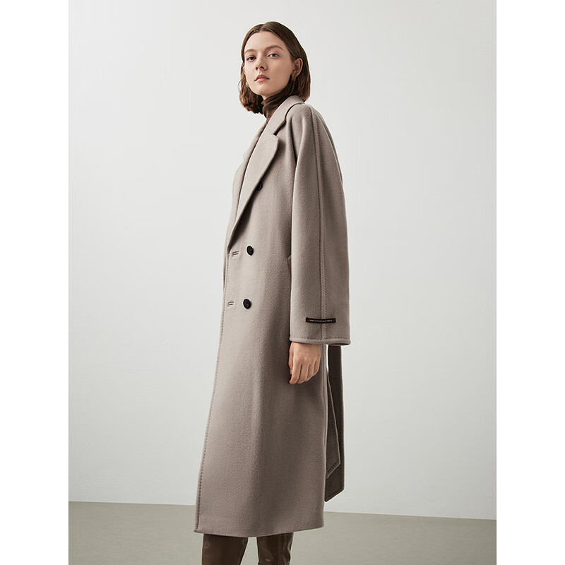 Langziqiji red top stock replenishment pure wool waist mid-length woolen coat coat women's suit collar winter new style smoke gray 3 L