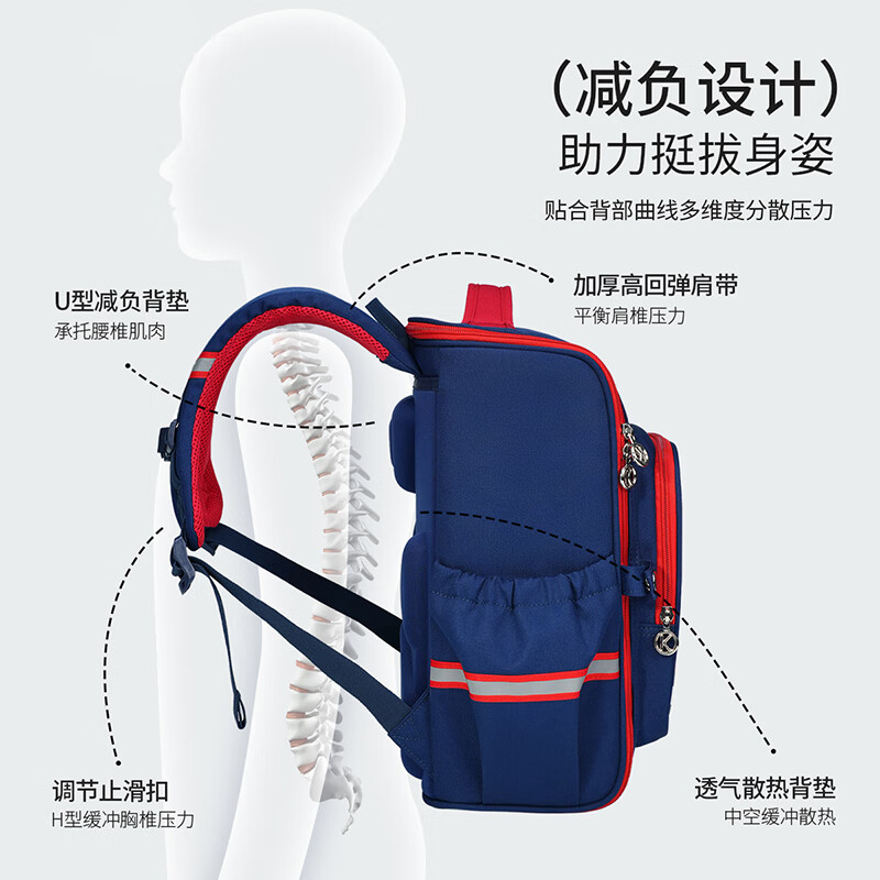 KVG school bag primary school children's spine protection and burden reduction 3-4-6 grade girls boys backpack