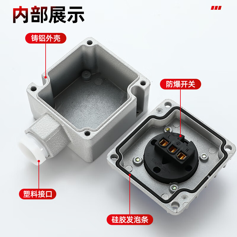 SMVP industrial explosion-proof socket 220v outdoor 10A national standard 16A waterproof rain-proof wall plug strip 1 position five-hole socket small shell-10A