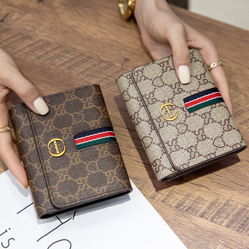 Woodpecker (TUCANO) wallet wallet for women 2024 new style genuine leather cowhide high-end exquisite short style multi-functional large capacity long style apricot short style (genuine leather 12 card slots upgraded version)