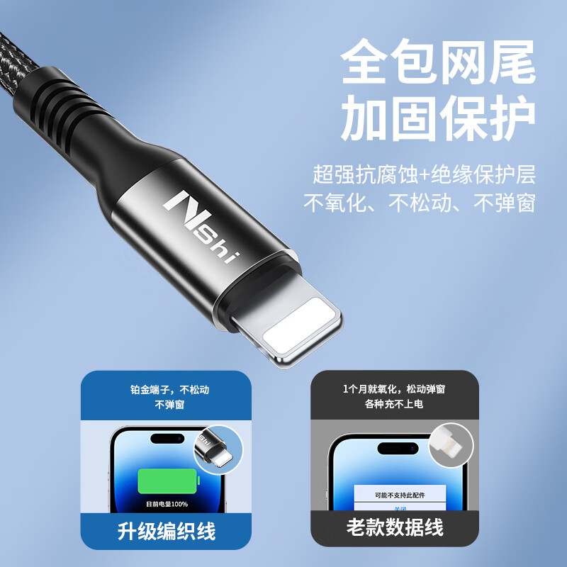 Suitable for Apple charging cable iphone14 data cable USB fast charging cable charger cable suitable for iphone13/11/x/8/7/6 mobile phone ipad upgrade braided cable 1 meter black